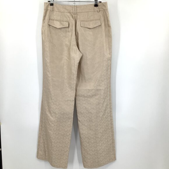 Ann Taylor Pants Women's Beige Size 6 Jacquard Wide Leg High Rise Lined - Picture 4 of 4